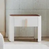 Distinctive Capital Eden XL nightstand with lacquered structure, wooden top and reddish-brown drawer panel in a matte finish