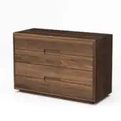 Distinguished Riva 1920 Sospiro dresser crafted in medium-dark wood with satin finish and recessed metal pulls