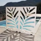 Exceptional Serralunga Kentia Panel Divider crafted in matte white recyclable LLDPE mimicking tropical leaf fronds for airy privacy