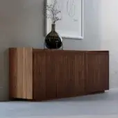 Distinguished Riva 1920 Revo sideboard crafted in medium-dark solid wood with satin finish and innovative vertical fluting