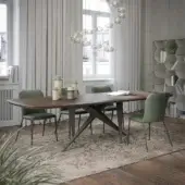 Superior Tonin Casa Thunder table with Silk Wood top and dark gray metal X base in satin finish