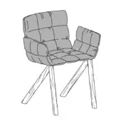 Mezzaria w/ Armrests - Quilted - Wooden Legs