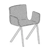 Mezzaria w/ Armrests - Smooth - Metal Legs