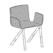 Mezzaria w/ Armrests - Smooth - Wooden Legs