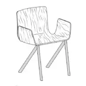 Mezzaria w/ Armrests - Wood - Metal Legs