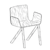 Mezzaria w/ Armrests - Wooden Seat & Legs