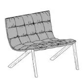 Mezzaria Lounge Chair - Quilted Seat - Wooden Legs