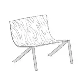 Mezzaria Lounge Chair - Wooden Seat - Metal Legs