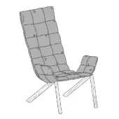 Mezzaria Lounge Chair w/ Armrests - Quilted Seat - Wooden Legs