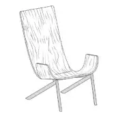 Mezzaria Lounge Chair w/ Armrests - Wooden Seat - Metal Legs