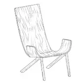 Mezzaria Lounge Chair w/ Armrests - Wooden Seat & Legs