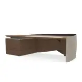 77195 - Desk in ash wood and leather, with leather desk pad
