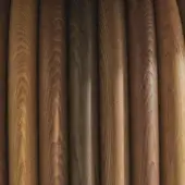 Solid ash composed of individually crafted convex elements with open-pore multicolor finish