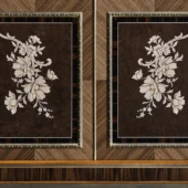 Canaletto Walnut, Erable, Ebony and Maple with profiles decorated with Bronzed Varnish