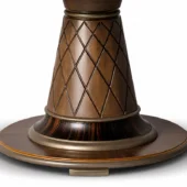 Polished finish Canaletto Walnut tonality and decorated with Bronzed Varnish and Lacquered Brushed Mandarin