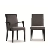 Luxury Costantini Pietro Concept chair with high‑gloss beech wood frame and seat, grey upholstered back plus seat