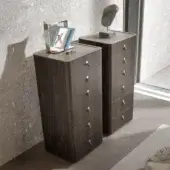 Luxury Alivar Kube high chest of drawers with deep matte brown heat‑treated oak, leather‑lined handles and soft‑close brakes
