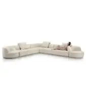 Luxury Alivar Bordone Modular Sofa in off‑white/cream textured bouclé matte fabric