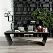 Distinctive Cattelan Italia Vega desk with angular silhouette and dark burned oak finish crafted in Italy