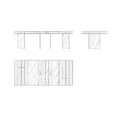 Size B: 3 openable display cases, 4 legs