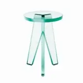 Architectural Glas Italia Crystal stool in luminous pale greenish-blue transparency with mirror-polished stainless steel feet