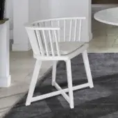 Sleek Gervasoni Gray 24 armchair crafted in smooth white ash wood with light textile cushion and sculptural vertical slats
