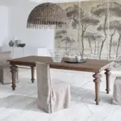 Exceptional Gervasoni Gray 32-33 dining table crafted in rich medium-to-dark brown ash wood with matte finish and bulbous legs