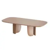 Exquisite Furla Casa Petalo rectangular table in muted brownish-beige veneered wood with polished glossy lacquer finish