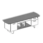 Codutti iSixty Avantgarde Option 3: 1 drawer unit (1 standard and 1 filing drawer) and a small cabinet with wood hinged door, leather top and central base and metal handle