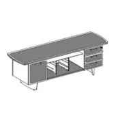 Codutti iSixty Avantgarde Option 2: 1 drawer unit (3 metal drawers) and a small cabinet with hinged door, leather top, top edge, central base and doors, and metal handle