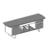 Codutti iSixty Avantgarde Option 3: 1 drawer unit (1 standard and 1 filing drawer) and a small cabinet with hinged door, leather top, top edge, central base and doors, and metal handle