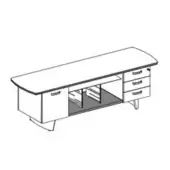 Codutti iSixty Avantgarde Option 2: 1 drawer unit (3 metal drawers) and a small cabinet with wood hinged door, leather central base and metal handles