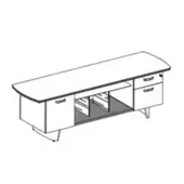 Codutti iSixty Avantgarde Option 3: 1 drawer unit (1 standard and 1 filing drawer) and a small cabinet with wood hinged door, leather central base and metal handles