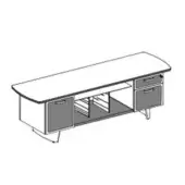 Codutti iSixty Avantgarde Option 3: 1 drawer unit (1 standard and 1 filing drawer) and a small cabinet with leather hinged door, leather central base and metal handles