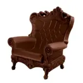 Luxury Slide Queen of Love lounge chair in molded synthetic material with chocolate brown matte relief carved silhouette