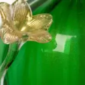 1295 Murano Murano Blown Glass with 24k Gold Inclusions Emerald Green & Flowers