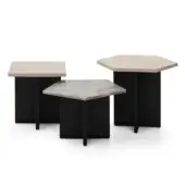 Sophisticated JR Home by John Richmond side table with quarried premium marble top and lacquered finish