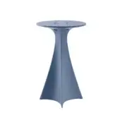 Luxury Slide Jet table in muted blue synthetic material with sleek matte finish and tall slender architectural silhouette