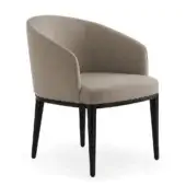 Luxury JR Home by John Richmond Porl JR-151 armchair in matte taupe textile with curved shell plus glossy dark tapered…