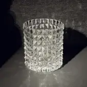 Luxury JR Home John Richmond Nora tumbler in clear mouth-blown lead crystal with hand-carved polished studs diamond-cut