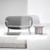 Distinctive LaCividina Accursio side table with reddish-brown matte tubular steel base and cylindrical tabletop