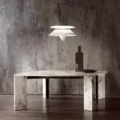 Superior Acerbis Maxwell table crafted from stone and metal with striking grey veining and polished finish