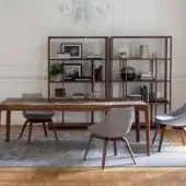 Superior Porada Ziggy table with a rectangular form crafted in Canaletto walnut and exhibiting a polished finish