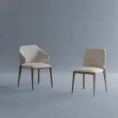 Exceptional Potocco Hiru armchair crafted in Italy with helical ash wood legs and light beige textile upholstery