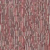 Burgundy coral striped textile with woven texture, vertical pattern, granular surface, matte finish, neutral background, Mariani Elettra fabric.