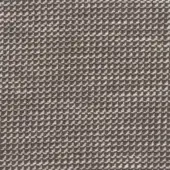 Woven fabric sample, muted brown and off-white, irregular clustered motifs, dense matte texture, Mariani brand label visible.