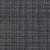 Charcoal gray fabric sample with heathered weave of olive, beige, and slate; textured, nubby surface; “mariani gunnar” text visible.