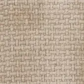 Woven textile, beige and tan, dense grid pattern with looped pile; “Le Fate” fabric by Mariani with subtle heathered texture.