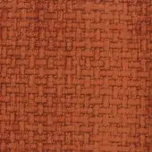 Terracotta fabric sample with repeating block pattern, woven texture, and subtle tonal variations; label reads "mariani > fabric > le fate."