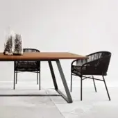 Distinguished Varaschin Cricket armchair with a hand-made lanyard and powder-coated aluminum frame in a black matte finish